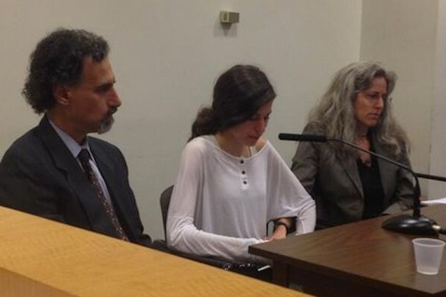 Tamar Cohen-Eckstein, center, father Gary Eckstein and mother Amy Cohen testified in front of City Council yesterday.